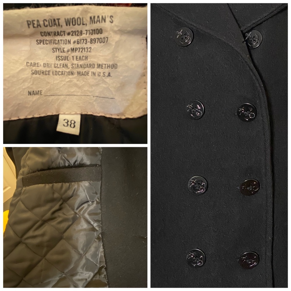 Vintage black wool naval pea coat - Picture 6 of 7